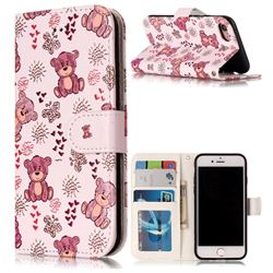 Cute Bear 3D Relief Oil PU Leather Wallet Case for iPhone 8 / 7 8G 7G(4.7 inch)