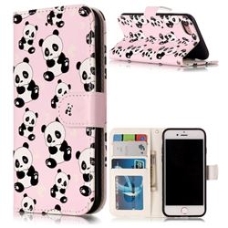 Cute Panda 3D Relief Oil PU Leather Wallet Case for iPhone 8 / 7 8G 7G(4.7 inch)