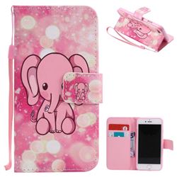 Pink Elephant PU Leather Wallet Case for iPhone 8 / 7 8G 7G(4.7 inch)