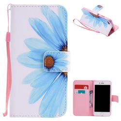 Blue Sunflower PU Leather Wallet Case for iPhone 8 / 7 8G 7G(4.7 inch)