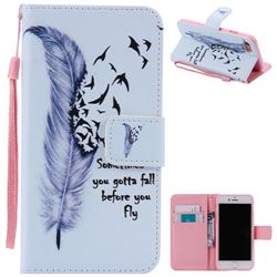 Feather Birds PU Leather Wallet Case for iPhone 8 / 7 8G 7G(4.7 inch)