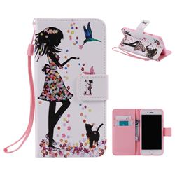 Petals and Cats PU Leather Wallet Case for iPhone 8 / 7 8G 7G(4.7 inch)