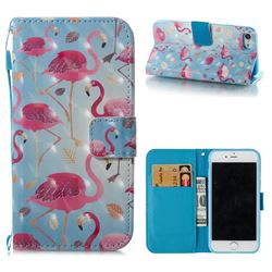 Foraging Flamingo 3D Painted Leather Wallet Case for iPhone 8 / 7 (4.7 inch)