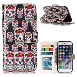Flower Skull 3D Relief Oil PU Leather Wallet Case for iPhone 8 / 7 (4.7 inch)