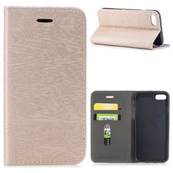 Tree Bark Pattern Automatic suction Leather Wallet Case for iPhone 8 / 7 (4.7 inch) - Champagne Gold