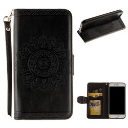 Embossed Datura Flower PU Leather Wallet Case for iPhone 8 / 7 (4.7 inch) - Black