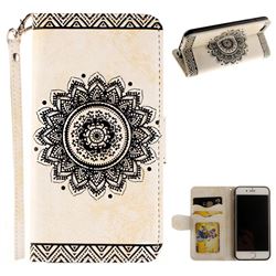 Embossed Datura Flower PU Leather Wallet Case for iPhone 8 / 7 (4.7 inch) - White