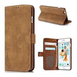 Luxury Vintage Mesh Monternet Leather Wallet Case for iPhone 8 / 7 (4.7 inch) - Brown