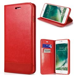 Magnetic Suck Stitching Slim Leather Wallet Case for iPhone 8 / 7 (4.7 inch) - Red