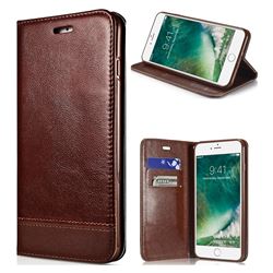 Magnetic Suck Stitching Slim Leather Wallet Case for iPhone 8 / 7 (4.7 inch) - Brown