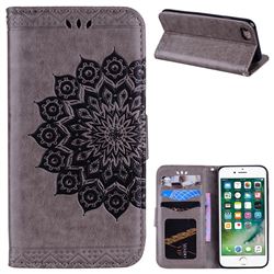 Datura Flowers Flash Powder Leather Wallet Holster Case for iPhone 8 / 7 (4.7 inch) - Gray