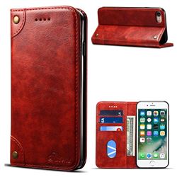 Suteni Retro Classic Minimalist PU Leather Wallet Phone Case for iPhone 8 / 7 (4.7 inch) - Red