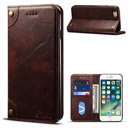 Suteni Retro Classic Minimalist PU Leather Wallet Phone Case for iPhone 8 / 7 (4.7 inch) - Dark Brown