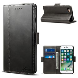 Suteni Calf Stripe Dual Color Leather Wallet Flip Case for iPhone 8 / 7 (4.7 inch) - Black