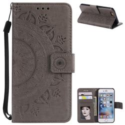 Intricate Embossing Datura Leather Wallet Case for iPhone 8 / 7 (4.7 inch) - Gray
