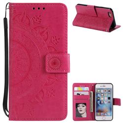 Intricate Embossing Datura Leather Wallet Case for iPhone 8 / 7 (4.7 inch) - Rose Red