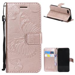 Embossing 3D Butterfly Leather Wallet Case for iPhone 8 / 7 (4.7 inch) - Rose Gold