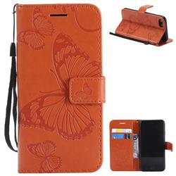 Embossing 3D Butterfly Leather Wallet Case for iPhone 8 / 7 (4.7 inch) - Orange