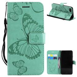 Embossing 3D Butterfly Leather Wallet Case for iPhone 8 / 7 (4.7 inch) - Green