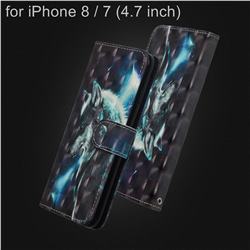 Snow Wolf 3D Painted Leather Wallet Case for iPhone 8 / 7 (4.7 inch)