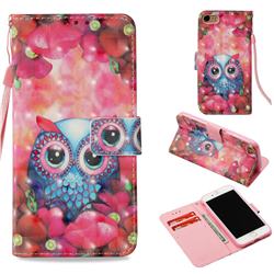 Flower Owl 3D Painted Leather Wallet Case for iPhone 8 / 7 (4.7 inch)