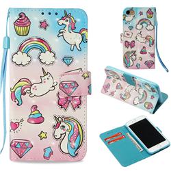 Diamond Pony 3D Painted Leather Wallet Case for iPhone 8 / 7 (4.7 inch)