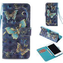 Three Butterflies 3D Painted Leather Wallet Case for iPhone 8 / 7 (4.7 inch)
