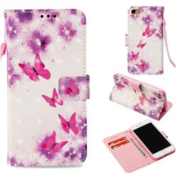 Stamen Butterfly 3D Painted Leather Wallet Case for iPhone 8 / 7 (4.7 inch)