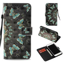 Golden Butterflies 3D Painted Leather Wallet Case for iPhone 8 / 7 (4.7 inch)