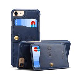 Suteni Retro Classic Zipper Buttons Card Slots Phone Cover for iPhone 8 / 7 (4.7 inch) - Blue