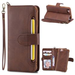 Retro Multi-functional Detachable Leather Wallet Phone Case for iPhone 8 / 7 (4.7 inch) - Coffee