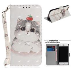 Cute Tomato Cat 3D Painted Leather Wallet Phone Case for iPhone 8 / 7 (4.7 inch)