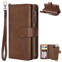 Retro Luxury Multifunction Zipper Leather Phone Wallet for iPhone 8 / 7 (4.7 inch) - Brown