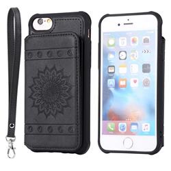 Luxury Embossing Sunflower Multifunction Leather Back Cover for iPhone 8 / 7 (4.7 inch) - Black