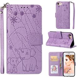 Embossing Fireworks Elephant Leather Wallet Case for iPhone 8 / 7 (4.7 inch) - Purple