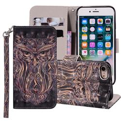 Tribal Owl 3D Painted Leather Phone Wallet Case Cover for iPhone 8 / 7 (4.7 inch)