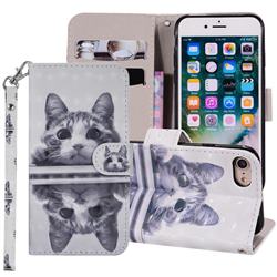 Mirror Cat 3D Painted Leather Phone Wallet Case Cover for iPhone 8 / 7 (4.7 inch)