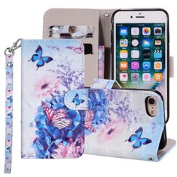 Pansy Butterfly 3D Painted Leather Phone Wallet Case Cover for iPhone 8 / 7 (4.7 inch)
