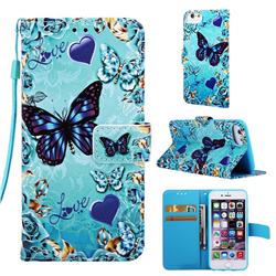 Love Butterfly Matte Leather Wallet Phone Case for iPhone 8 / 7 (4.7 inch)