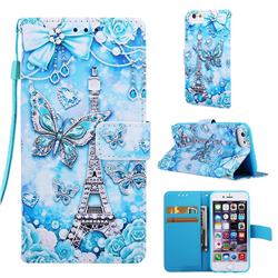 Tower Butterfly Matte Leather Wallet Phone Case for iPhone 8 / 7 (4.7 inch)