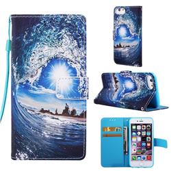 Waves and Sun Matte Leather Wallet Phone Case for iPhone 8 / 7 (4.7 inch)