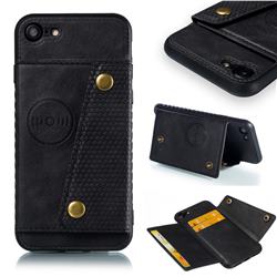 Retro Multifunction Card Slots Stand Leather Coated Phone Back Cover for iPhone 8 / 7 (4.7 inch) - Black