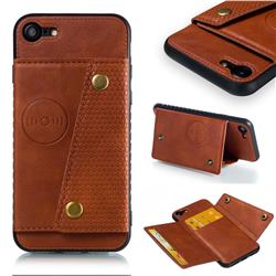 Retro Multifunction Card Slots Stand Leather Coated Phone Back Cover for iPhone 8 / 7 (4.7 inch) - Brown