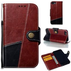 Retro Magnetic Stitching Wallet Flip Cover for iPhone 8 / 7 (4.7 inch) - Dark Red