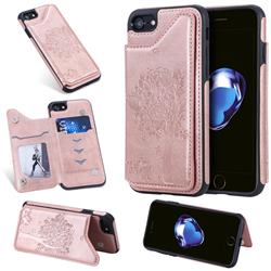 Luxury Tree and Cat Multifunction Magnetic Card Slots Stand Leather Phone Back Cover for iPhone 8 / 7 (4.7 inch) - Rose Gold