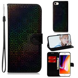 Laser Circle Shining Leather Wallet Phone Case for iPhone 8 / 7 (4.7 inch) - Black
