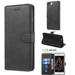 Retro Calf Matte Leather Wallet Phone Case for iPhone 8 / 7 (4.7 inch) - Black