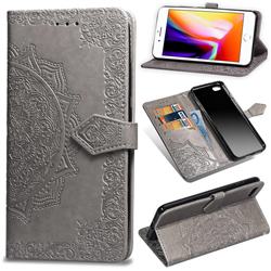 Embossing Imprint Mandala Flower Leather Wallet Case for iPhone 8 / 7 (4.7 inch) - Gray