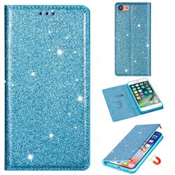 Ultra Slim Glitter Powder Magnetic Automatic Suction Leather Wallet Case for iPhone 8 / 7 (4.7 inch) - Blue
