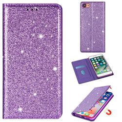 Ultra Slim Glitter Powder Magnetic Automatic Suction Leather Wallet Case for iPhone 8 / 7 (4.7 inch) - Purple